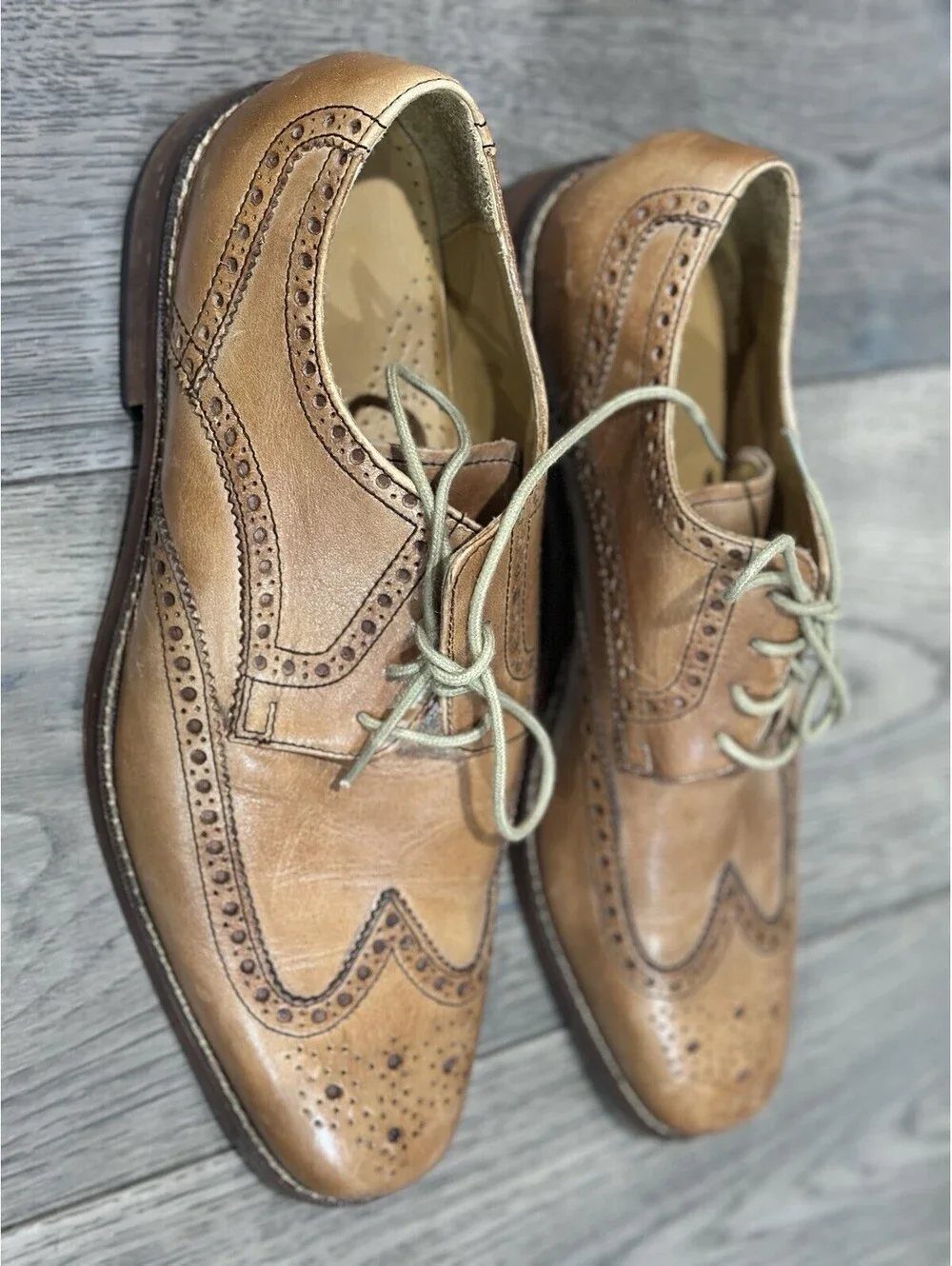 Cole Haan Wingtip Oxford Brown Leather Dress Shoes C09303 Mens Size 9 1/2
